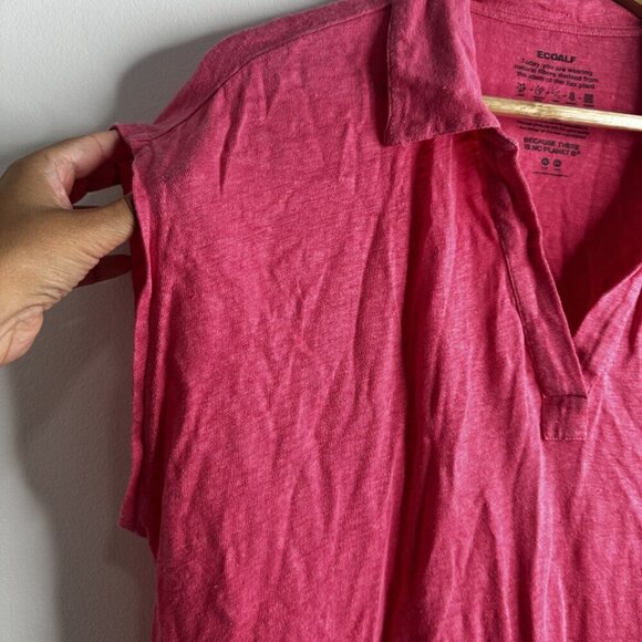 Ecoalf Shirt Womens XL Pink 100% Linen Sustainable Short Sleeve Polo Top - Picture 3 of 12